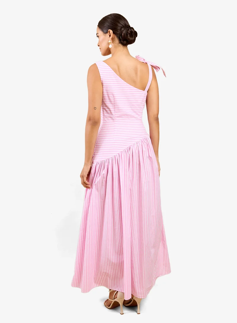 Little Mistress Pink Stripe Midi Dress